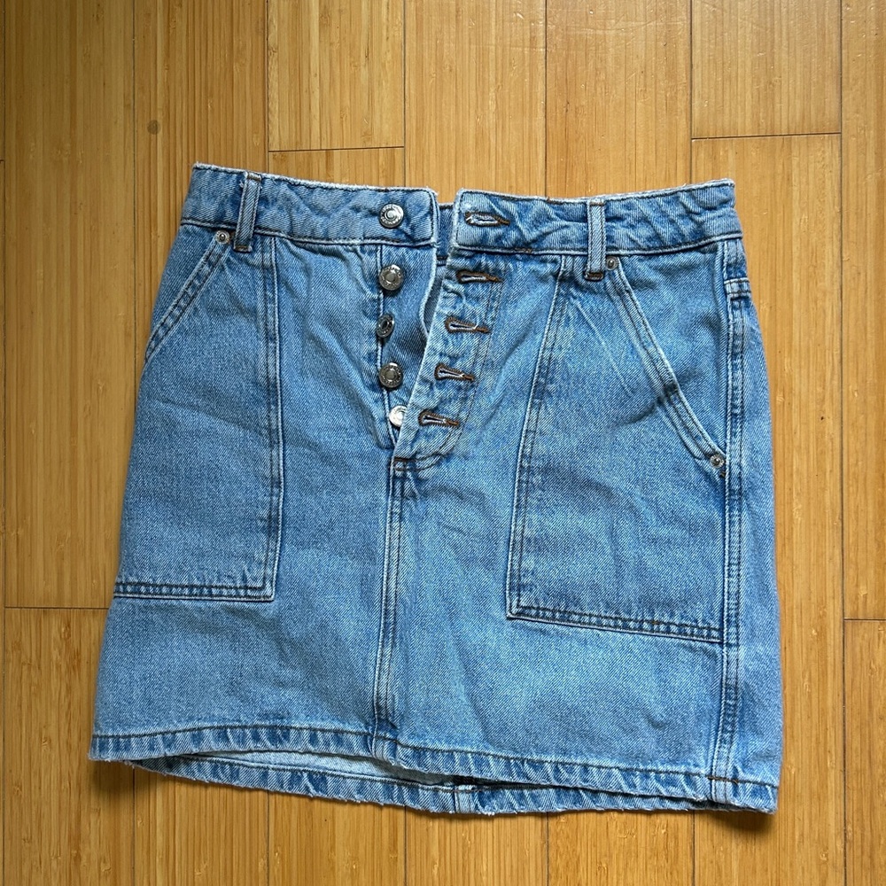Topshop Denim Button-Up Skirt